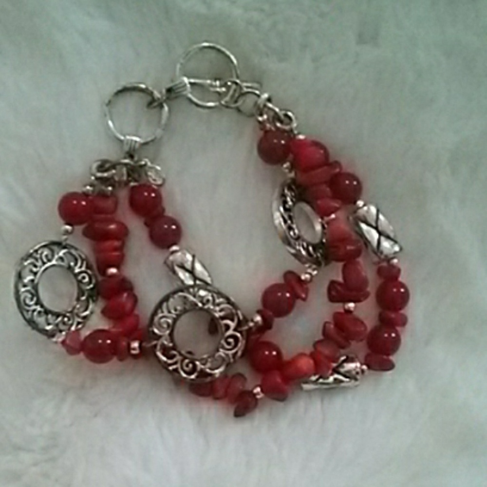 Bracket red and silver
